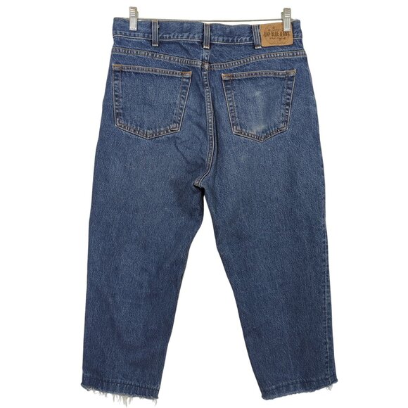 Vintage 90s GAP Blue Jeans Easy Fit 36x28 Button Fly 100% Cotton Denim - Picture 2 of 16
